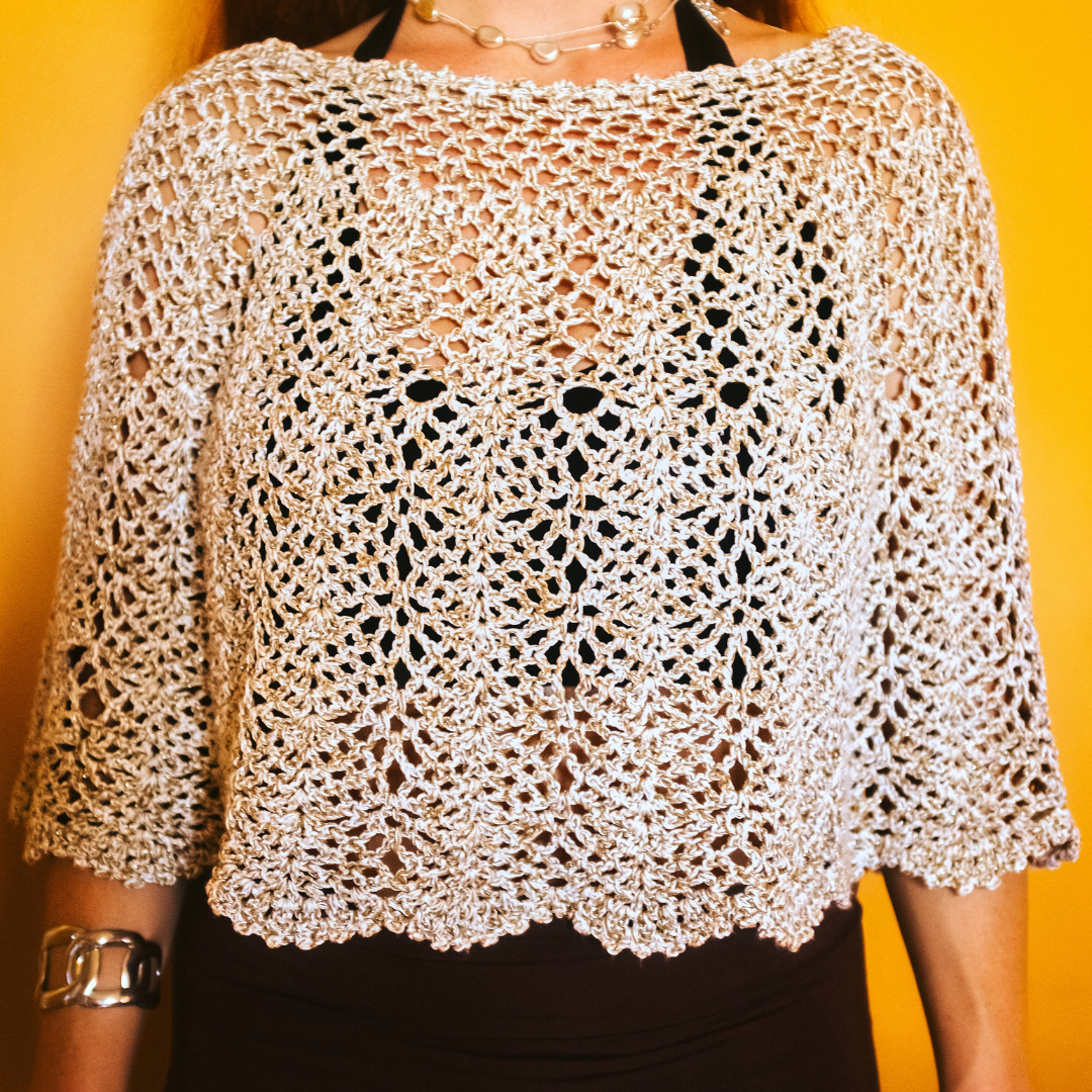 Opskrift <br>Mañanita Sjælevarmer i Candy Brillino (bambus/glimmer) - Billede 4